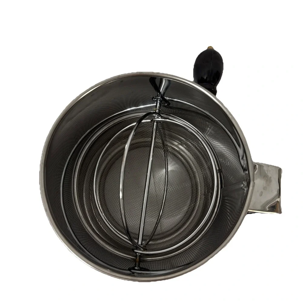 Flour Sifter 8 Cup Stainless‎ Steel Rotary Hand Crank New!